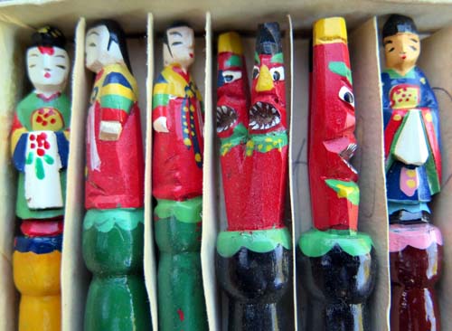 Korean Ballpoint Pens, Carved + Hand Painted, Set of 11