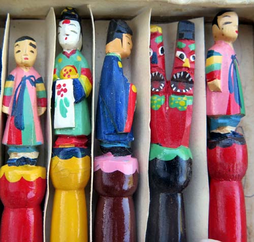 Korean Ballpoint Pens, Carved + Hand Painted, Set of 11