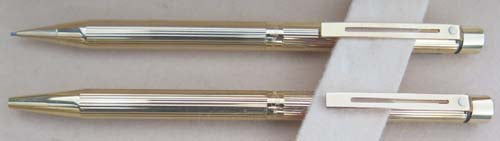 Sheaffer Targa in Striped Gold, Set of Pencil + Ballpoint