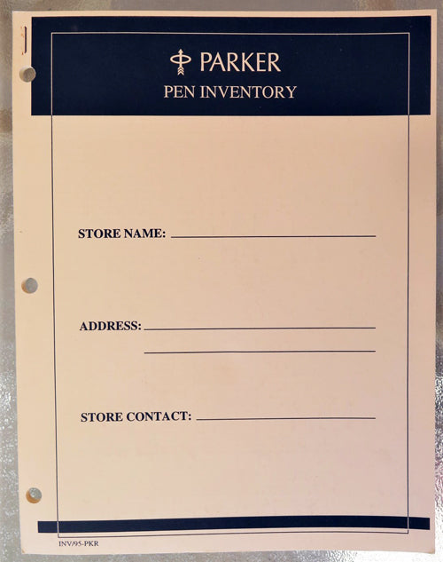 Parker Pen Inventory Sheets