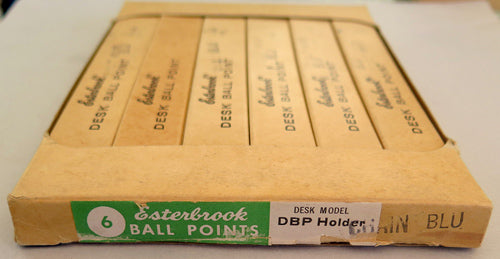 Esterbrook Ballpoint Pens with Chain in Blue, Lot of 6