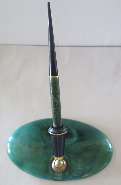 Parker Desk Base: Cermaic Green Marble + Pen