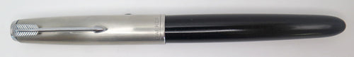 PAKRER 51 AEROMETRIC FOUNTAIN PEN IN BLACK WITH BRUSHED STAINLESS LUSTRALOY CAP