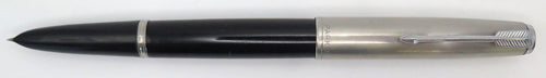 PAKRER 51 AEROMETRIC FOUNTAIN PEN IN BLACK WITH BRUSHED STAINLESS LUSTRALOY CAP