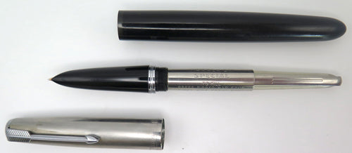 PARKER 51 SPECIAL FOUNTAIN PEN IN BLACK WITH A BRUSHED STAINLESS LUSTRALOY CAP