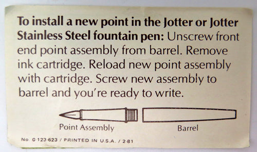 PARKER JOTTER FOUNTAIN PEN NIB/SECTION/FEED