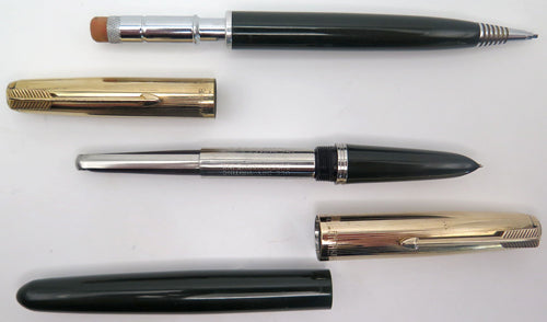 PARKER 51 AEROMETRIC DEBUTANT FOUNTAIN PEN + PENCIL SET IN FOREST GREEN