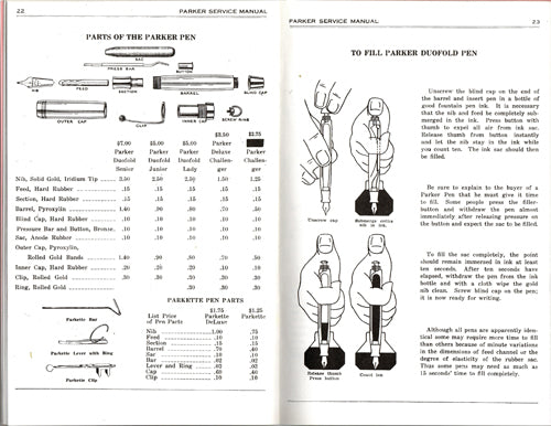 PARKER PEN REPAIR MANUAL NO. 5115