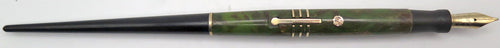 EVERSHARP DORIC GOLD SEAL DESK FOUNTAIN PEN IN GOLD + GREEN MARBLED