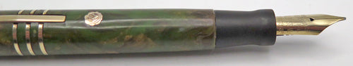 EVERSHARP DORIC GOLD SEAL DESK FOUNTAIN PEN IN GOLD + GREEN MARBLED