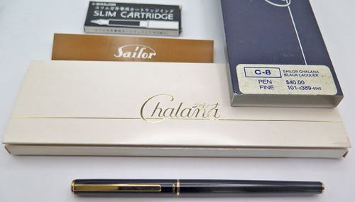 SAILOR ULTRA SLIM CHALANA FOUNTAIN PEN IN BLACK LACQUER
