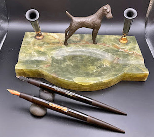 Onoto Desk Set with Dog + Fountain Pens