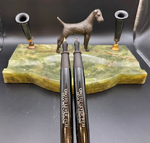 Onoto Desk Set with Dog + Fountain Pens