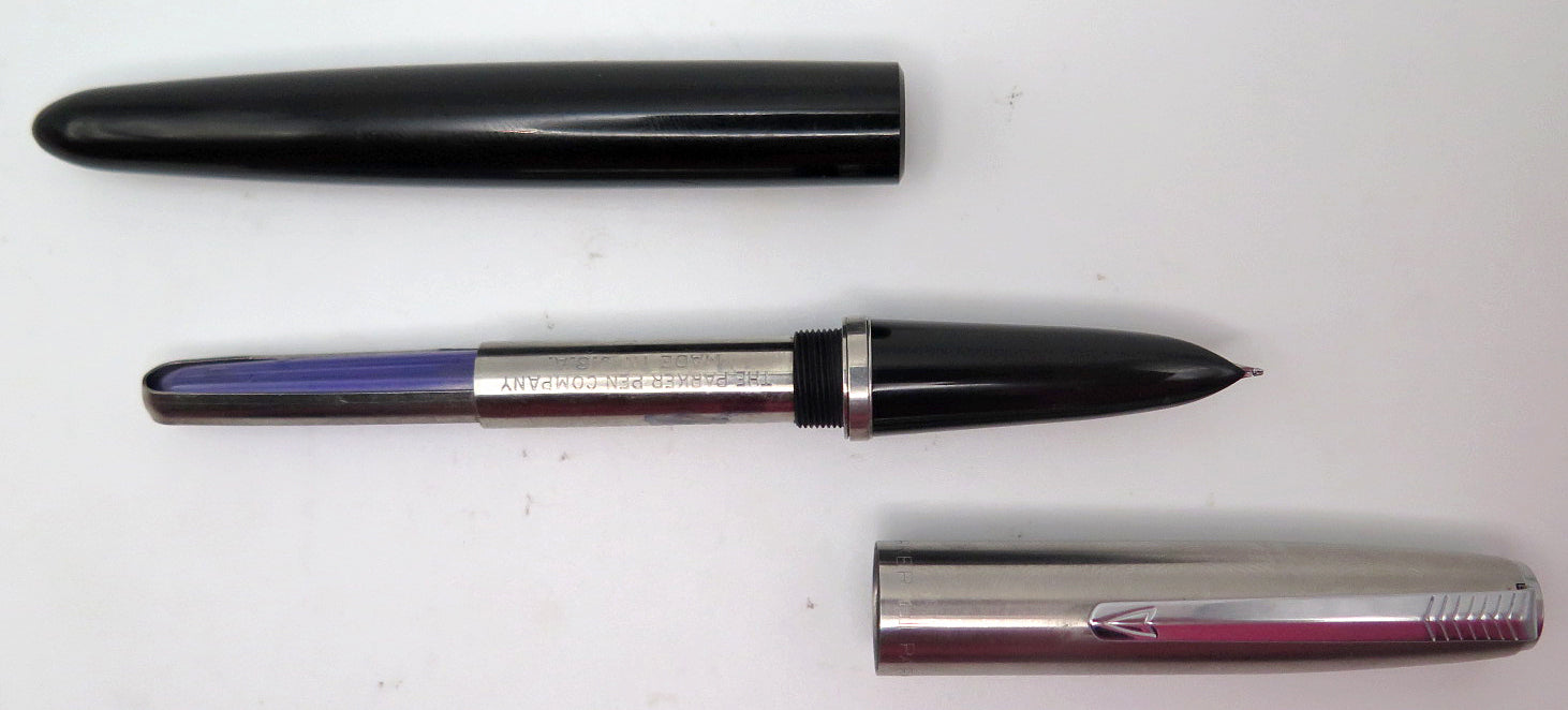 Parker 51 Fountain Pen in Black + Lusterloy Cap in Medium