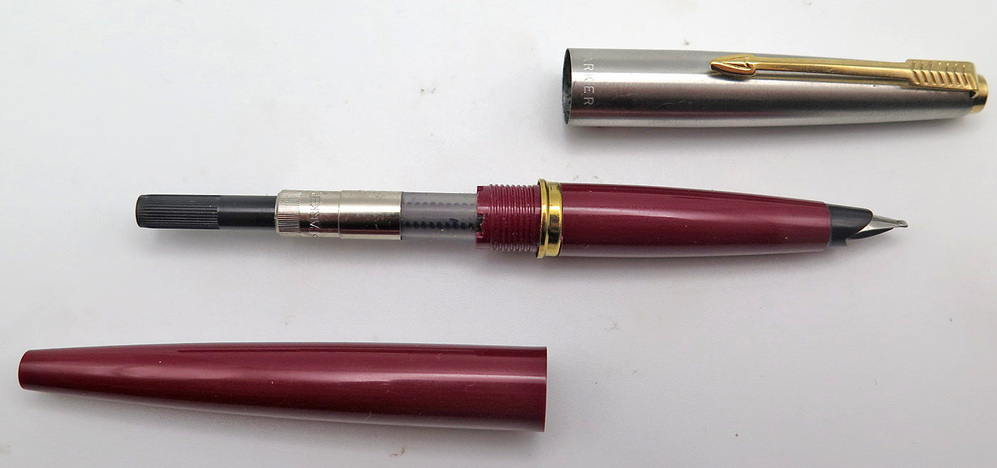 Parker 45 Fountain Pen in Burgundy with Stub Nib