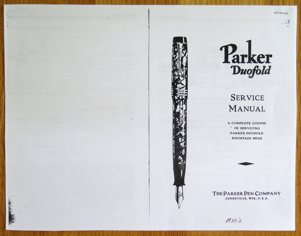 Parker Duofold Service Manual (1930s)