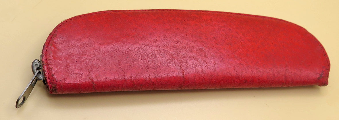 Vintage Pen Holder in Red Leather