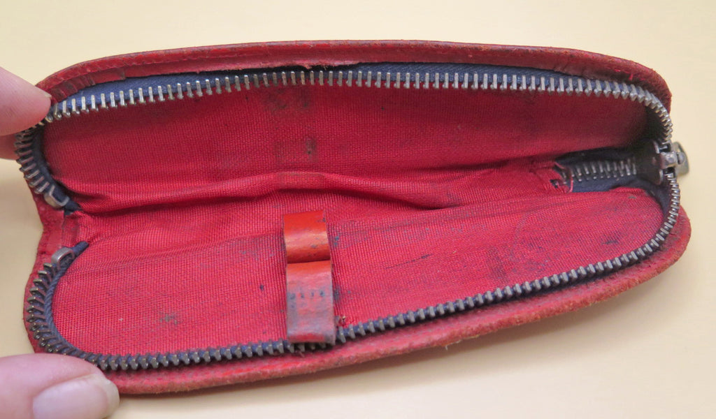Vintage Pen Holder in Red Leather