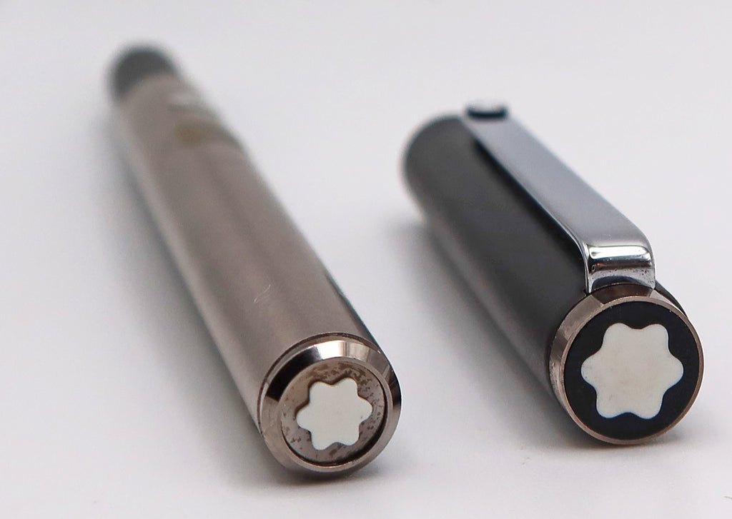 Montblanc Slim Line Fountain Pen in Stainless with Black Cap