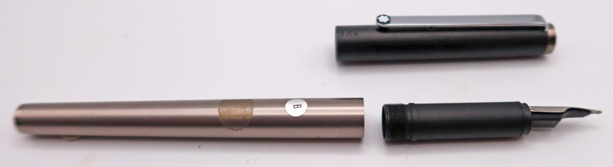 Montblanc Slim Line Fountain Pen in Stainless with Black Cap