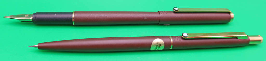 Montblanc Slim Line Set, Fountain Pen + Pencil in Matte Brown