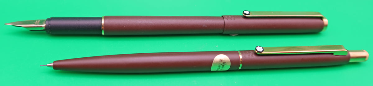 Montblanc Slim Line Set, Fountain Pen + Pencil in Matte Brown