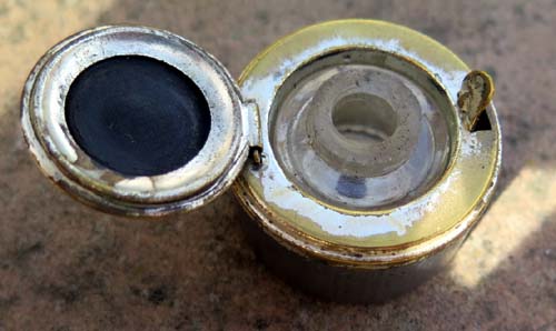 Brass Inkwell with Glass Bottle