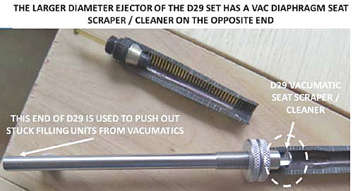 PARKER VACUMATIC FILLING UNIT EJECTOR SET (Tool D29)