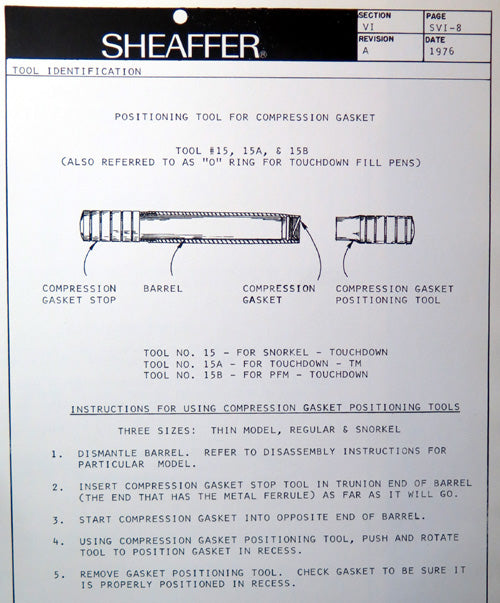 Sheaffer O-Ring Seater for Snorkel + Touchdown (Tool D19)